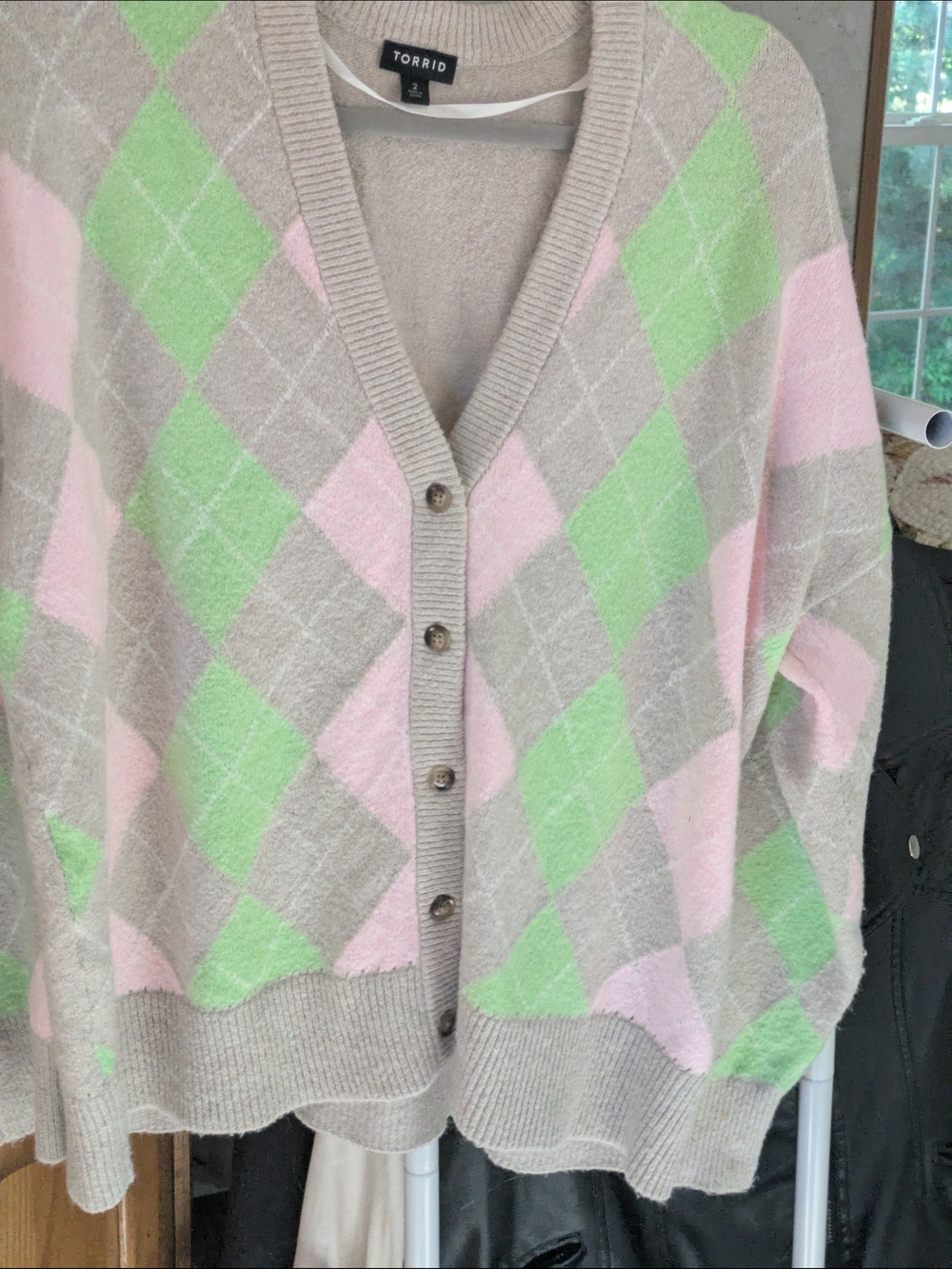 torrid Pastel Argyle Button-Front Cardigan in Pink, Green, Beige